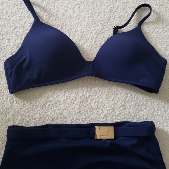 SOLD Tory Burch T-Belt High Waisted 2-piece Bikini Navy szS - Picture 12 of 16